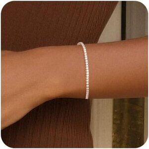Adjustable 14K Gold Plated CZ Tennis Bracelet for Women - Elegant Gift Choice
